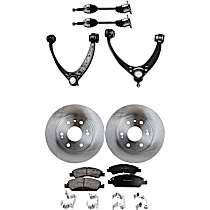 8-Piece Kit Front, Driver and Passenger Side Axle Assembly with Brake Discs, Brake Pad Set, and Control Arms