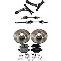 8-Piece Kit Front, Driver and Passenger Side Axle Assembly, New, 2.4L 4Cyl  Includes (2) Axle Assembly, (2) Brake Disc, (1) Brake Pad Set, and (2) Control Arm