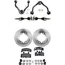 8-Piece Kit Front, Driver and Passenger Side Axle Assembly, With 8600 lb. Gross Vehicle Weight (Gvw), New, includes (2) Axle Assembly, (2) Brake Disc, (1) Brake Pad Set, and (2) Control Arm