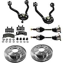 8-Piece Kit Front, Driver and Passenger Side Axle Assembly, GAS, Four Wheel Drive, Supplied with Standard Neoprene Outboard Boot, New, 4WD, 5.7L 8Cyl  Includes (2) Axle Assembly, (2) Brake Disc, (1) Brake Pad Set, and (2) Control Arm