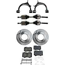 8-Piece Kit Front Axle Assembly, Four Wheel Drive, Includes Brake Discs, Brake Pad Sets, and Control Arms