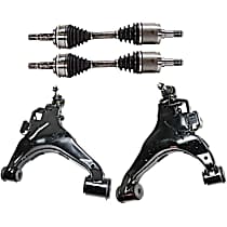 8-Piece Kit Front, Driver and Passenger Side Axle Assembly, Four Wheel Drive, Supplied with Standard Neoprene Outboard Boot, New, 4WD, 5.7L 8Cyl  Includes (2) Axle Assembly, (2) Brake Disc, (1) Brake Pad Set, and (2) Control Arm