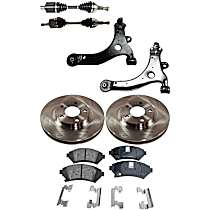 8-Piece Kit Front Axle Assembly, Front Wheel Drive, Includes Brake Discs, Brake Pad Sets, and Control Arms, For Models with 24mm Bar Diameter