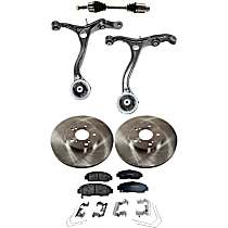 7-Piece Kit Front, Passenger Side Axle Assembly, New, 2.4L 4Cyl  Includes (1) Axle Assembly, (2) Brake Disc, (1) Brake Pad Set, and (2) Control Arm