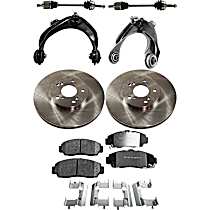 8-Piece Kit Front, Driver and Passenger Side Axle Assembly, New, Includes (2) Axle Assembly, (2) Brake Disc, (1) Brake Pad Set, and (2) Control Arm