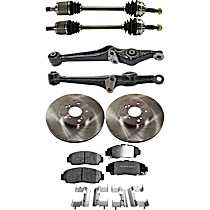8-Piece Kit Front, Driver and Passenger Side Axle Assembly, New, Includes (2) Axle Assembly, (2) Brake Disc, (1) Brake Pad Set, and (2) Control Arm