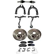 9-Piece Kit Front, Passenger Side Axle Assembly,  Transmission, New, 2.4L 4Cyl Manual, Transaxle,  Includes (1) Axle Assembly, (2) Brake Disc, (1) Brake Pad Set, and (4) Control Arm