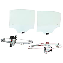 4-Piece Kit Rear, Driver and Passenger Side Door Glass, Replaces NAGS No. DD09183 GTYN, DD09184 GTYN