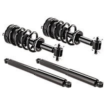 4-Piece Kit Front and Rear, Driver and Passenger Side Shock and Fully Loaded Strut, RWD, (Exc. Electronic Susp.), Without Magnetic Ride Control Suspension, includes (2) Loaded Strut and (2) Shock Absorber