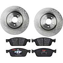 Front Brake Disc and Pad Kit, Plain Surface, 5 Lugs, Semi-Metallic Pad, Premium Friction Series