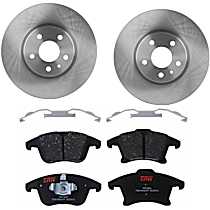 Front Brake Disc and Pad Kit, Plain Surface, 5 Lugs, Ceramic, Premium Friction Series