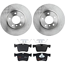 KIT-TRW101221-164 Front Brake Disc and Pad Kit, Plain Surface, 5 Lugs, Cast Iron Disc, Semi-Metallic Pad, Premium Friction Series