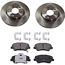 4-Piece Kit Front Brake Disc and Pad Kit, Plain Surface, 5 Lugs, 279.91 mm, Ceramic, 1.8L 4Cyl, Premium Friction Series  Includes (2) Brake Disc and (1) Brake Pad Set