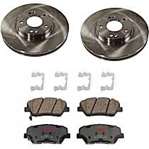 4-Piece Kit Front Brake Disc and Pad Kit, Plain Surface, 5 Lugs, 300.23 mm, Ceramic, 3.5L 6Cyl, Premium Friction Series  Includes (2) Brake Disc and (1) Brake Pad Set