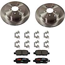 KIT-TRW101221-1969 Rear Brake Disc and Pad Kit Plain Surface, 5 Lugs, Cast Iron Disc, Ceramic Pad, Premium Friction Series