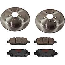 4-Piece Kit Rear Brake Disc and Pad Kit, Plain Surface, 5 Lugs, 308.1 mm, Ceramic, S, 3.5L 6Cyl, Premium Friction Series  Includes (2) Brake Disc and (1) Brake Pad Set