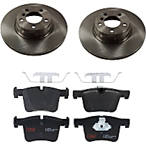 KIT-TRW101221-209 Front Brake Disc and Pad Kit, Plain Surface, 5 Lugs, Semi-Metallic Pad, Premium Friction Series