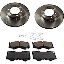 4-Piece Kit Front Brake Disc and Pad Kit, Plain Surface, 6 Lugs, 338.07 mm, Ceramic, 4.7L 8Cyl, Premium Friction Series  Includes (2) Brake Disc and (1) Brake Pad Set