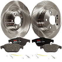 KIT-TRW101221-2726 Rear Brake Disc and Pad Kit, Plain Surface, 5 Lugs, Semi-Metallic Pad, Premium Friction Series