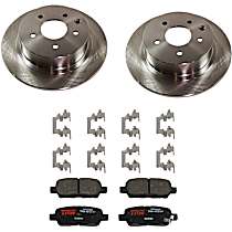 4-Piece Kit Rear Brake Disc and Pad Kit, Plain Surface, 5 Lugs, 291.59 mm, Ceramic, 3.5L 6Cyl, Premium Friction Series  Includes (2) Brake Disc and (1) Brake Pad Set
