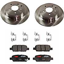 4-Piece Kit Rear Brake Disc and Pad Kit, Plain Surface, 5 Lugs, 291.59 mm, Ceramic, S, 2.5L 4Cyl, Premium Friction Series  Includes (2) Brake Disc and (1) Brake Pad Set