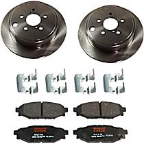 4-Piece Kit Rear Brake Disc and Pad Kit, Plain Surface, 5 Lugs, 286 mm, Ceramic, X Touring, 2.5L 4Cyl, Premium Friction Series  Includes (2) Brake Disc and (1) Brake Pad Set