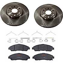 Front Brake Disc and Pad Kit, Plain Surface, 6 Lugs, Ceramic, Premium Friction Series