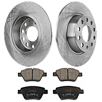 KIT-TRW101221-4032 Rear Brake Disc and Pad Kit, Plain Surface, 5 Lugs, Semi-Metallic, Premium Friction Series