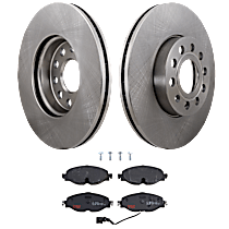 Front Brake Disc and Pad Kit, Plain Surface, 5 Lugs, 11.34 in., Semi-Metallic, 288mm Front Disc, Premium Friction Series
