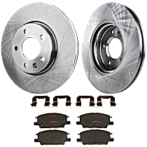 4-Piece Kit Front Brake Disc and Pad Kit, Plain Surface, 5 Lugs, 299.97 mm, Ceramic, Premium Friction Series  Includes (2) Brake Disc and (1) Brake Pad Set