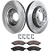 4-Piece Kit Front Brake Disc and Pad Kit, Plain Surface, 6 Lugs, 302.01 mm, Ceramic, 4.2L 6Cyl, Premium Friction Series  Includes (2) Brake Disc and (1) Brake Pad Set