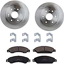 4-Piece Kit Front Brake Disc and Pad Kit, Plain Surface, 6 Lugs, 329.95 mm, Ceramic, 4.8L 8Cyl, Premium Friction Series  Includes (2) Brake Disc and (1) Brake Pad Set