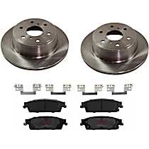 4-Piece Kit Rear Brake Disc and Pad Kit, Plain Surface, 6 Lugs, 344.93 mm, Ceramic, Premium Friction Series  Includes (2) Brake Disc and (1) Brake Pad Set