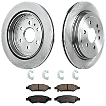 KIT-TRW101221-602 Rear Brake Disc and Pad Kit Plain Surface, 6 Lugs, Cast Iron Disc, Ceramic Pad, Premium Friction Series