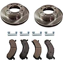 4-Piece Kit Front Brake Disc and Pad Kit, Plain Surface, 8 Lugs, 324.87 mm, Ceramic, 4.6L 8Cyl, Premium Friction Series  Includes (2) Brake Disc and (1) Brake Pad Set