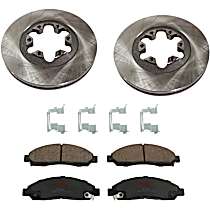 4-Piece Kit Front Brake Disc and Pad Kit, Plain Surface, 6 Lugs, 279.91 mm, Ceramic, 3.5L 5Cyl, Premium Friction Series  Includes (2) Brake Disc and (1) Brake Pad Set