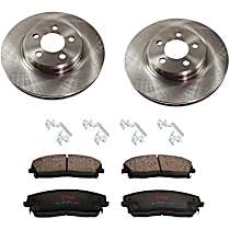Front Brake Disc and Pad Kit, Plain Surface, 5 Lugs, 12.6 in., Ceramic, RWD, 320mm Front Disc, Single Piston Front Caliper, Solid Rear Disc, Except Police Package, Premium Friction Series