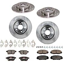8-Piece Kit Front and Rear Brake Disc and Pad Kit, Plain Surface, 5 Lugs - Front; 5 Lugs - Rear, 295.91 mm front and 278.89 mm rear, Ceramic, Premium Friction Series  Includes (4) Brake Disc and (2) Brake Pad Set