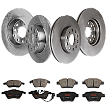 KIT-TRW101921-1220 Front and Rear Brake Disc and Pad Kit, Plain Surface, 5 Lugs, Semi-Metallic, Premium Friction Series	
