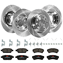 KIT-TRW101921-380 Front and Rear Brake Disc and Pad Kit, Plain Surface 5 Lugs - Front; 5 Lugs - Rear 298.45 mm front and 279.91 mm rear Ceramic Premium Friction Series