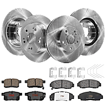 TRW Front and Rear Brake Disc and Pad Kit, Plain Surface, 5 Lugs - Front; 5 Lugs - Rear, 11.81 in. - Front; 11.09 in. - Rear, Ceramic, Premium Friction Series