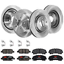 KIT-TRW101921-647 Front and Rear Brake Disc and Pad Kit, Plain Surface 5 Lugs - Front; 5 Lugs - Rear Ceramic Premium Friction Series