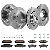 KIT-TRW101921-785 Front and Rear Brake Disc and Pad Kit, Plain Surface 5 Lugs - Front; 5 Lugs - Rear Front-327.91 mm/Rear-309.12 mm Ceramic Premium Friction Series