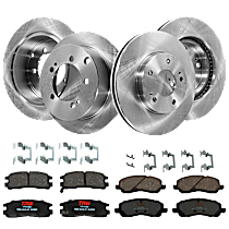 8-Piece Kit Front and Rear Brake Disc and Pad Kit, Plain Surface, 5 Lugs - Front; 5 Lugs - Rear, 276.1 mm front and 261.87 mm rear, Ceramic, Spyder GT, 3.0L 6Cyl, Premium Friction Series  Includes (4) Brake Disc and (2) Brake Pad Set