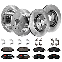 8-Piece Kit Front and Rear Brake Disc and Pad Kit, Plain Surface, 5 Lugs - Front; 5 Lugs - Rear, 294.89 mm front and 291.59 mm rear, Ceramic, SL, 3.5L 6Cyl, Premium Friction Series  Includes (4) Brake Disc and (2) Brake Pad Set