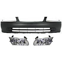 Front Bumper Cover Compatible with 2000-2001 Toyota Camry with Bumper Absorber Set of 2
