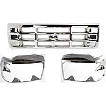 Grille Assembly - Chrome Shell and Insert, with Right and Left Headlight Doors