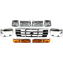 Grille Assembly - Chrome Shell with Painted Gray Insert, with Right and Left Corner Lights, Right and Left Headlights, Right and Left Headlight Doors and Right and Left Turn Signal Lights