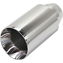 Polished Stainless Steel, Angled Cut, Single Exhaust Tip, Round Shape, 3 in. Inlet
