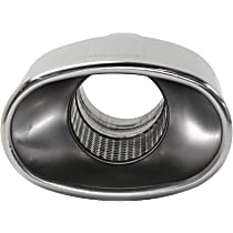 Polished Stainless Steel, Straight Cut, Single Exhaust Tip, Oval Shape, 2.5 in. inlet, With Resonator